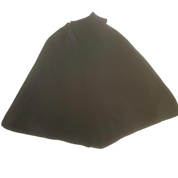 Vintage ESCIO Korean Knit Faded Black Cable Asymmetrical Collar Sweater Poncho - Picture 3 of 12